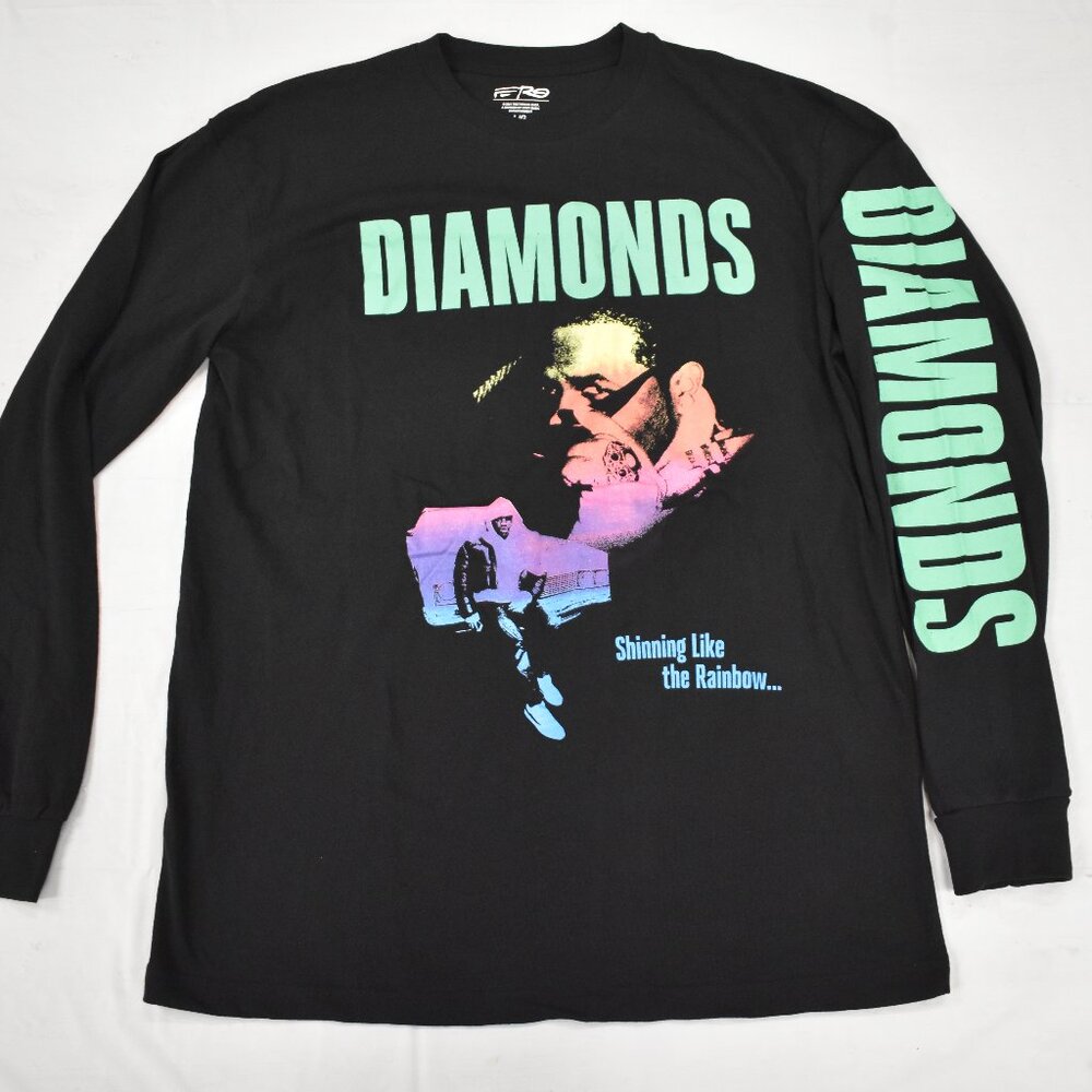 ASAP A$AP FERG Mens Diamonds Shining Like The Rainbow Black Shirt New